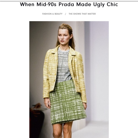 PRADA Spring 1996 ready to wear “pretty-ugly” collection Avocado mini-dr… - Picture 1 of 8